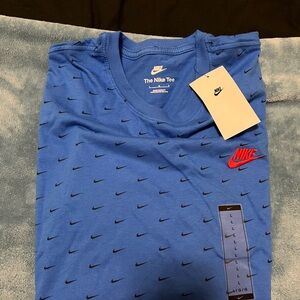 Nike Men's Blue Tee with Red Logo